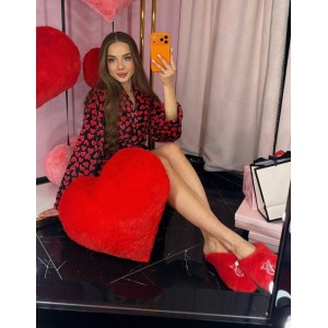 Плюшевый халат Short Cozy Robe Heart Lipstick