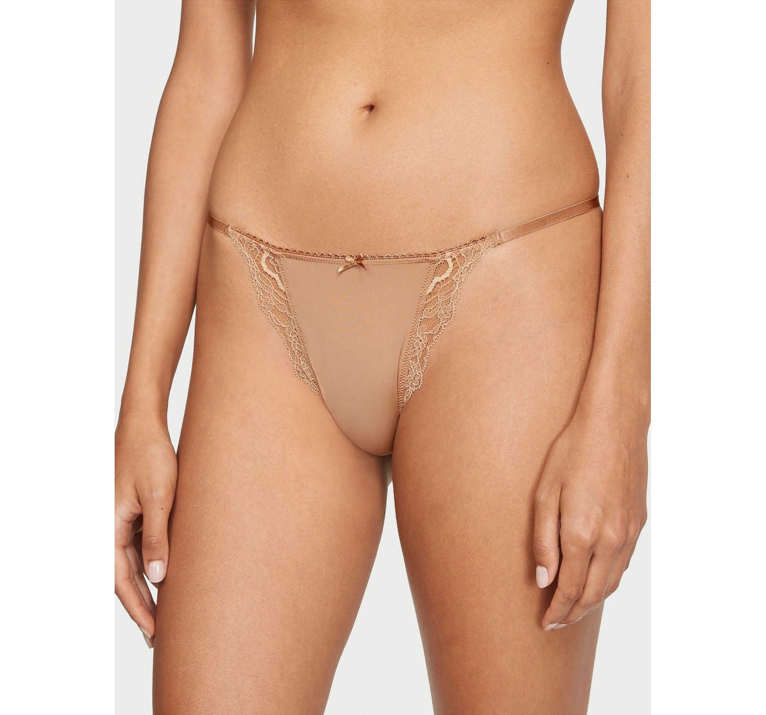 Трусики Lace Trim String Bikini Panty praline