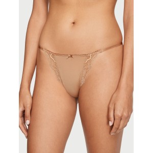 Трусики Lace Trim String Bikini Panty praline