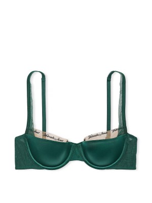 Бюст Logo Embroidery Lightly Lined Balconette Bra Set Green Mystique