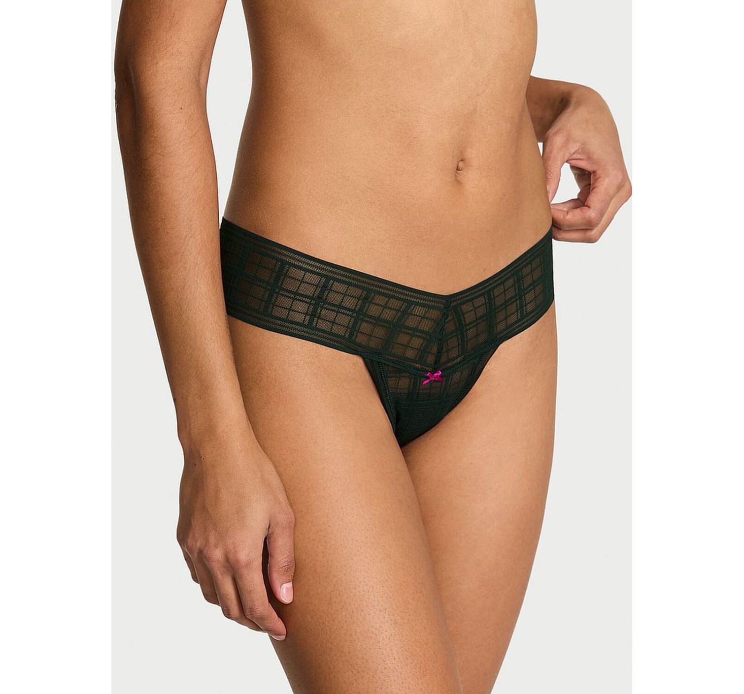 Трусики The LACIE Plaid Lace Thong Panty Cilantro