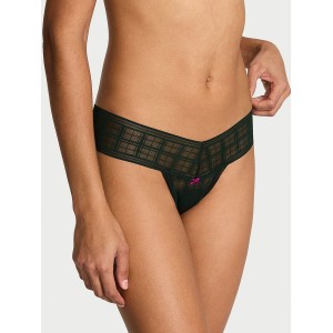 Трусики The LACIE Plaid Lace Thong Panty Cilantro