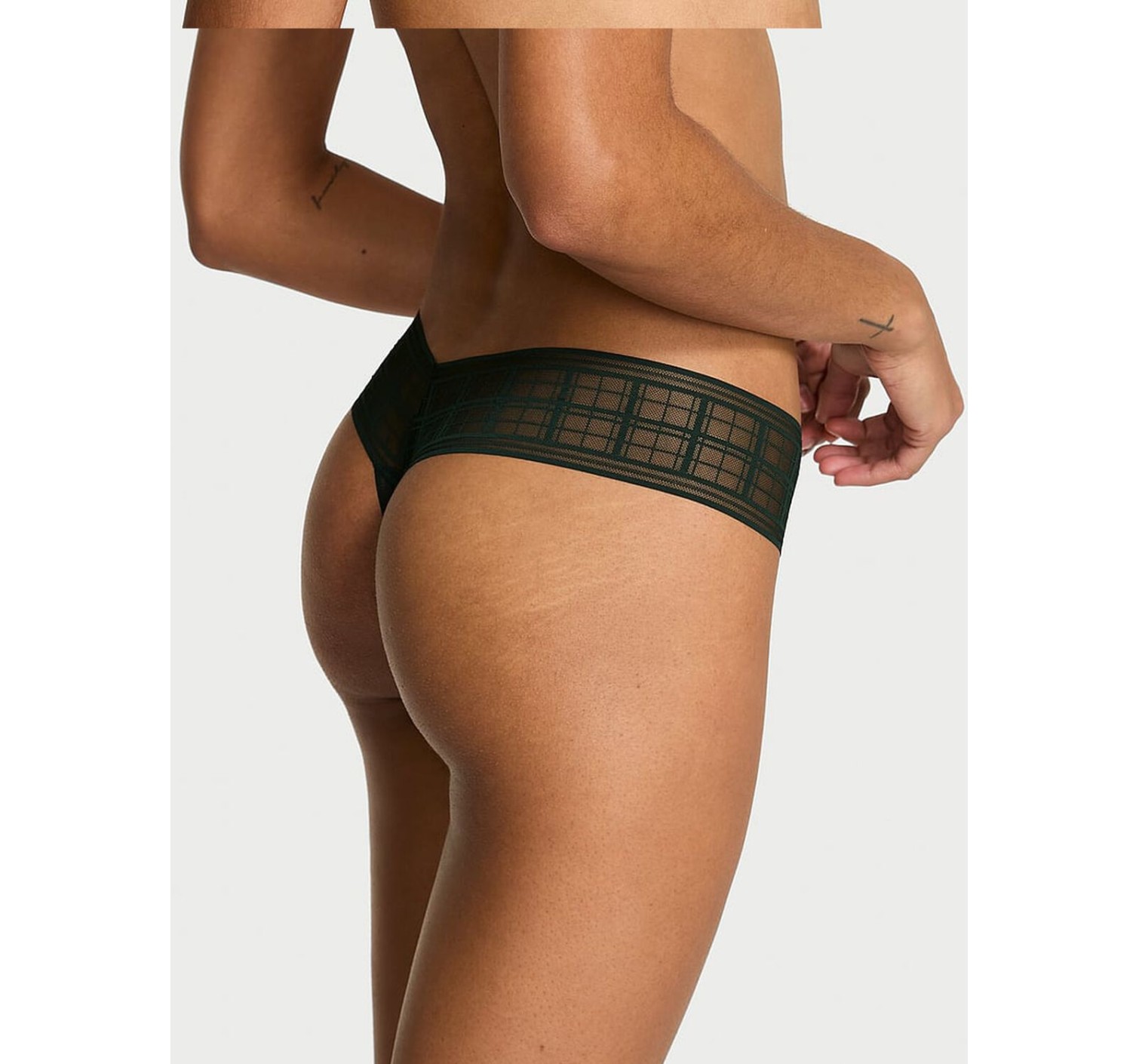 Трусики The LACIE Plaid Lace Thong Panty Cilantro