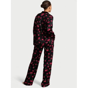 Пижама Glazed Satin Long Pajama Set Black Cherries