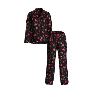 Пижама Glazed Satin Long Pajama Set Black Cherries