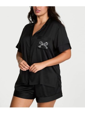 Піжама Glazed Satin Short Pajama Set Diamante Bow