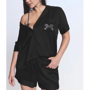 Пижама Glazed Satin Short Pajama Set Diamante Bow