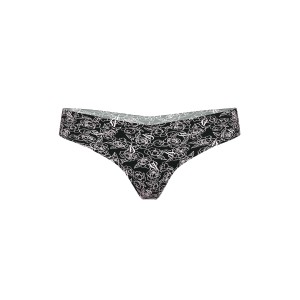Трусики No-Show Thong Panty Black Sketch Floral
