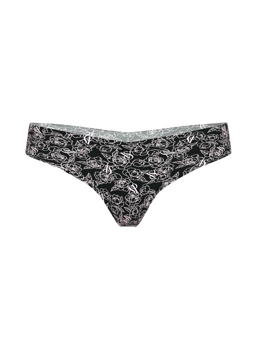 Трусики No-Show Thong Panty Black Sketch Floral