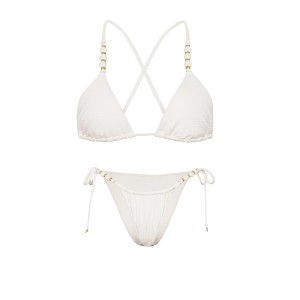 Купальник Beach Beads Triangle Bikini Brazilian Set Coconut White