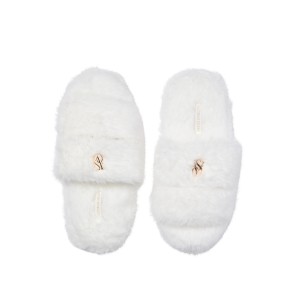 Домашние тапочки Luxe Plush Double Strap Slippers Coconut White