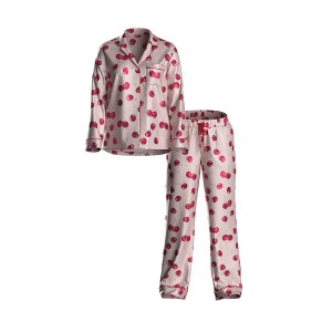 Пижама Glazed Satin Long Pajama Set Cherries