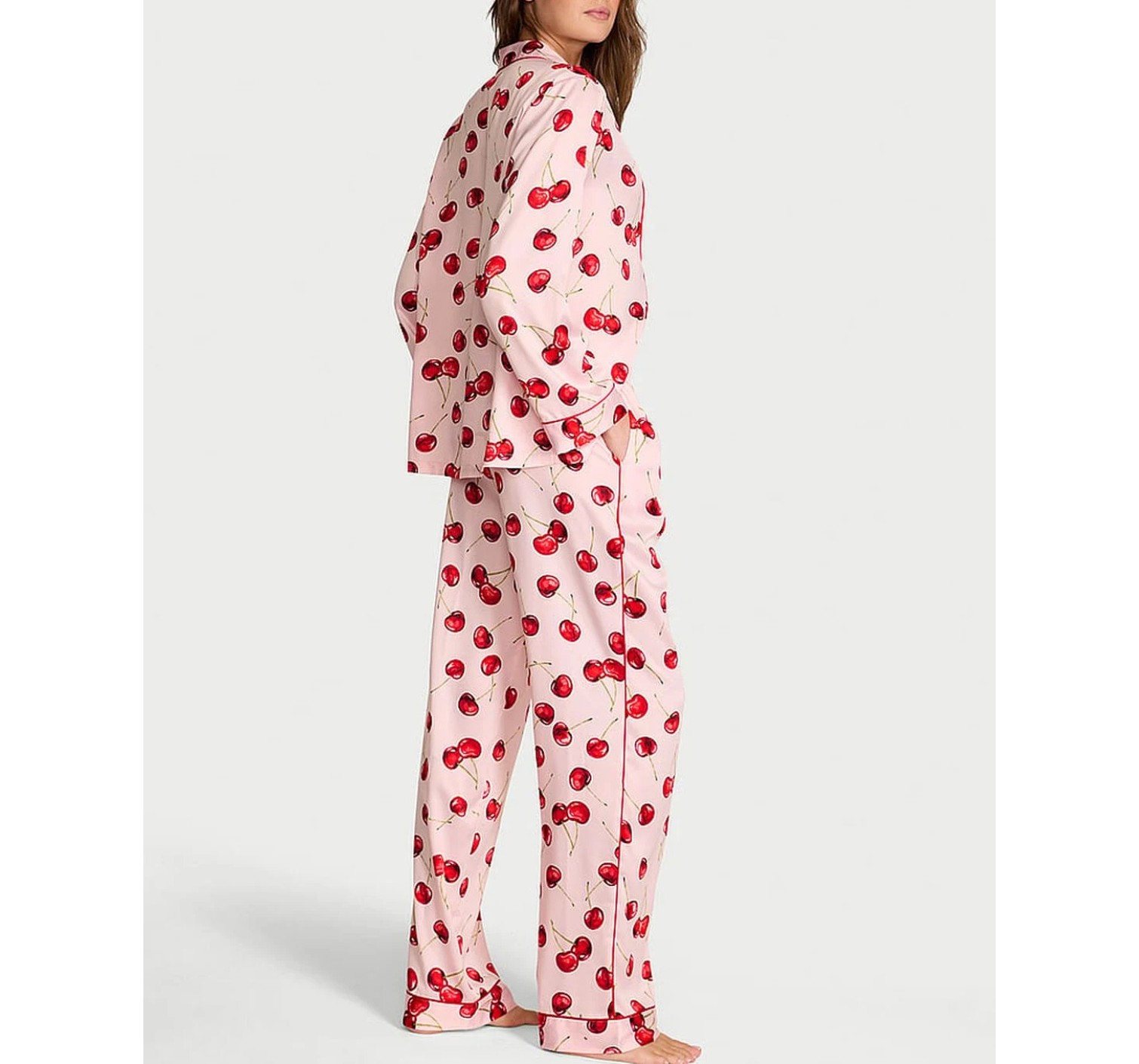 Пижама Glazed Satin Long Pajama Set Cherries