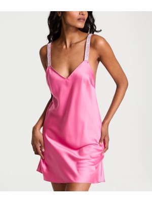Пеньюар Scattered Shine Strap Satin Strappy-Back Slip Pink