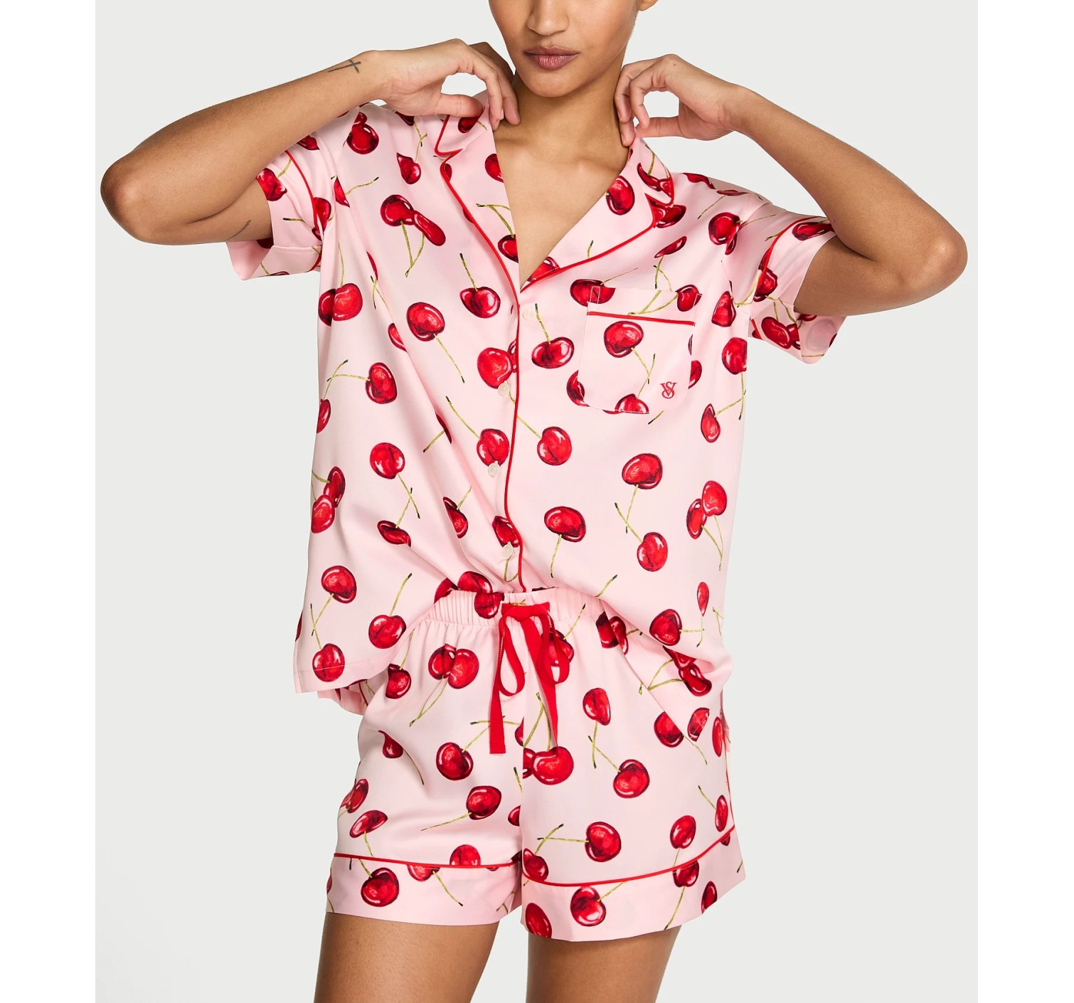 Піжама Signature Satin Short Pajama Set Cherries