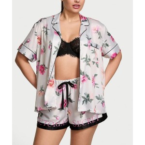  Піжама Glazed Satin Short Pajama Set Peony Floral