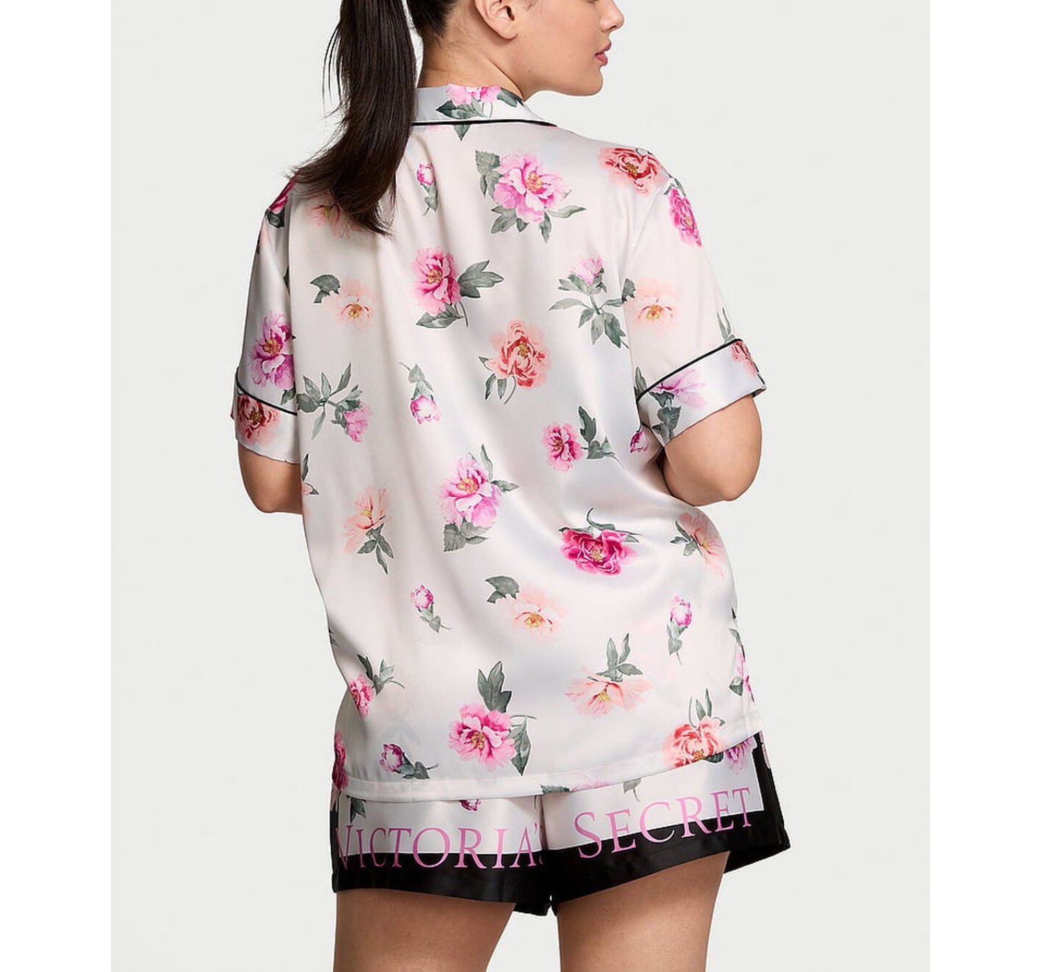  Піжама Glazed Satin Short Pajama Set Peony Floral
