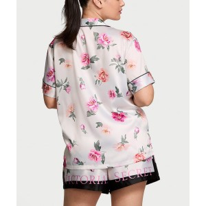  Піжама Glazed Satin Short Pajama Set Peony Floral