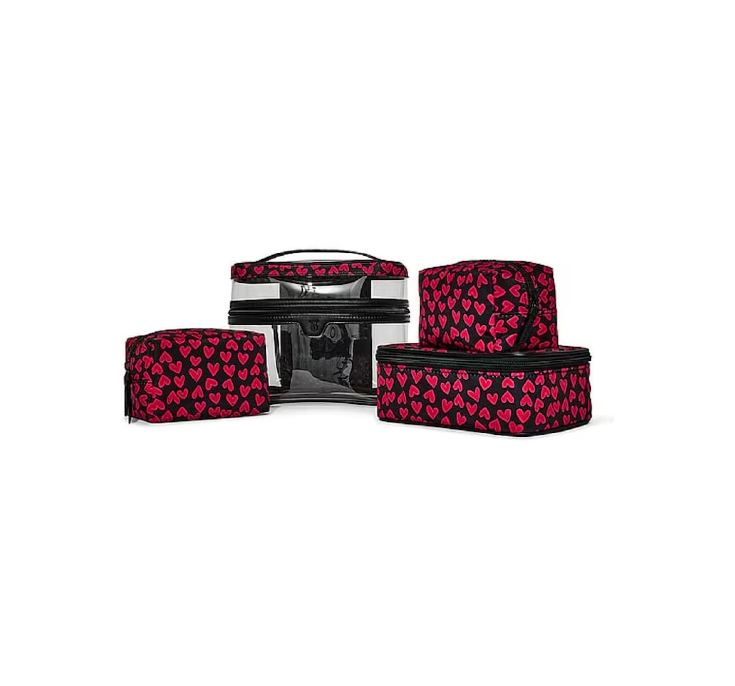 Косметичка Victoria's Secret 4-Piece Makeup Bag Set Black Grounded Heart