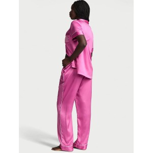 Пижама Glazed Satin Short-Sleeve Long Pajama Set