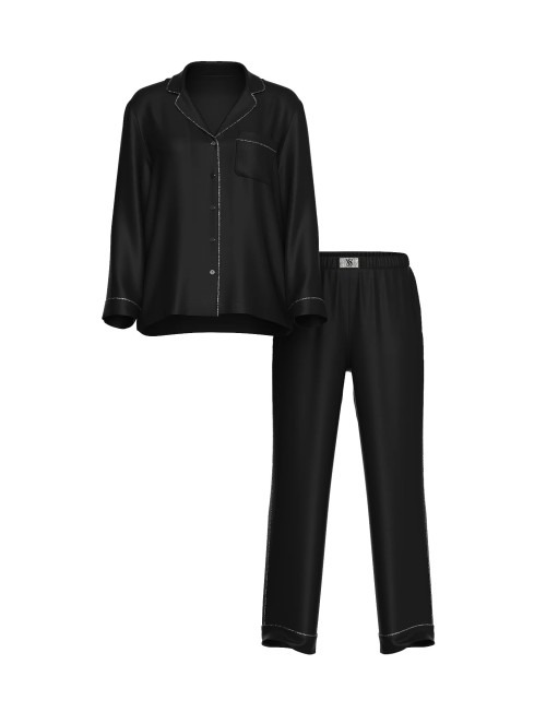 Піжама Glazed Satin Shine Long Pajama Set Black