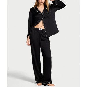 Піжама Glazed Satin Shine Long Pajama Set Black