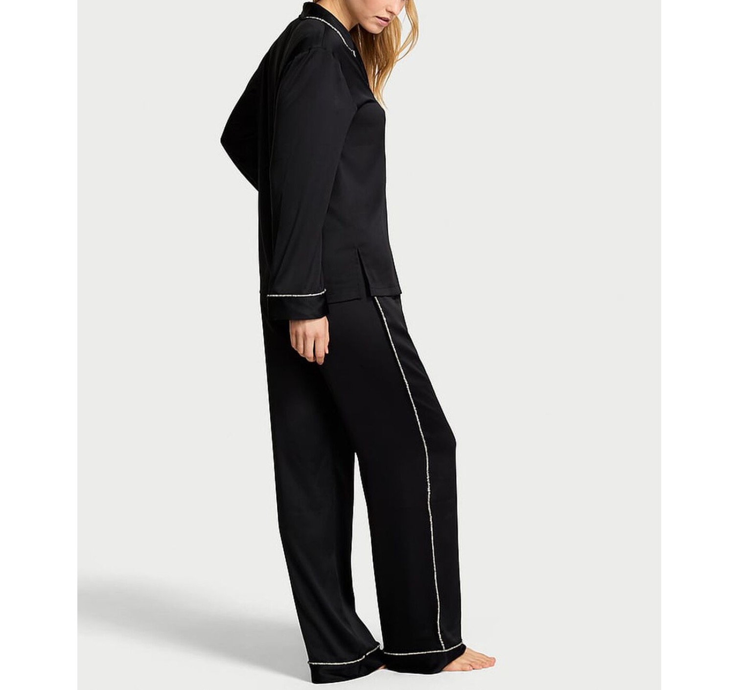 Піжама Glazed Satin Shine Long Pajama Set Black