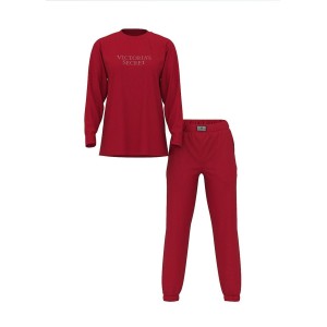 Пижама 100% Cotton Shine Long Pajama Set Red Lacquer Bling Patch