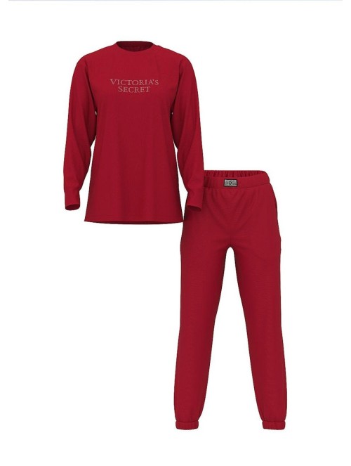 Піжама 100% Cotton Shine Long Pajama Set Red Lacquer Bling Patch