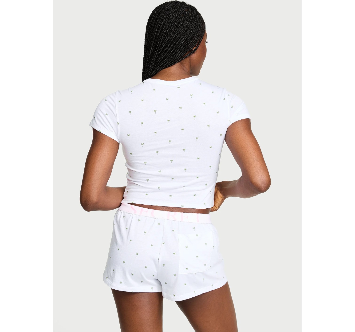 Пижама Cotton Lace Patch Short Pajama Set White Mini Palms