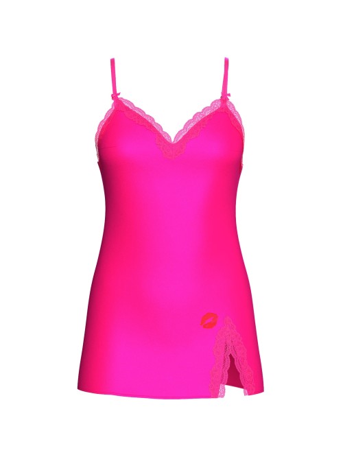 Пеньюар Tease Satin Lace-Trim Mini Slip Dress Enchanted Pink