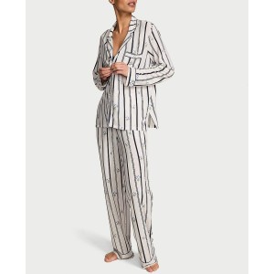 Пижама SoSoft Modal Long Pajama Set Coconut White Floral Stripes