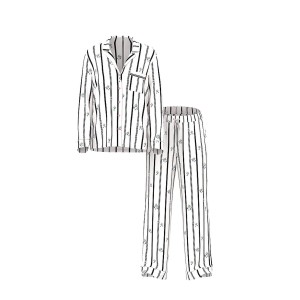 Пижама SoSoft Modal Long Pajama Set Coconut White Floral Stripes