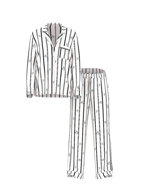 Піжама SoSoft Modal Long Pajama Set Coconut White Floral Stripes
