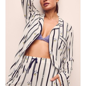 Пижама SoSoft Modal Long Pajama Set Coconut White Floral Stripes