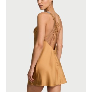 Пеньюар Gradient Shine Strap Satin Slip Dress Palomino Gold