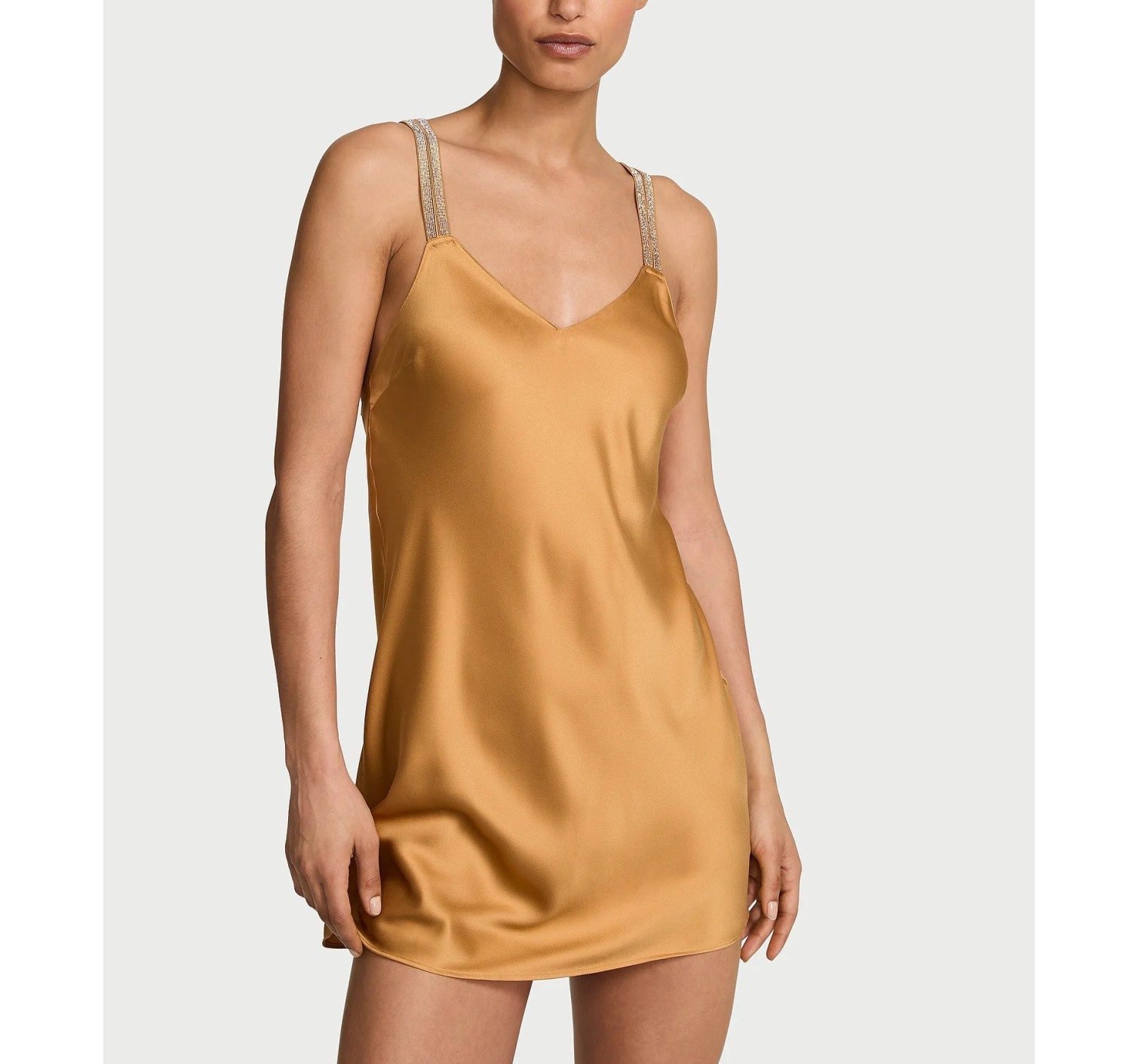 Пеньюар Gradient Shine Strap Satin Slip Dress Palomino Gold