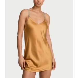 Пеньюар Gradient Shine Strap Satin Slip Dress Palomino Gold