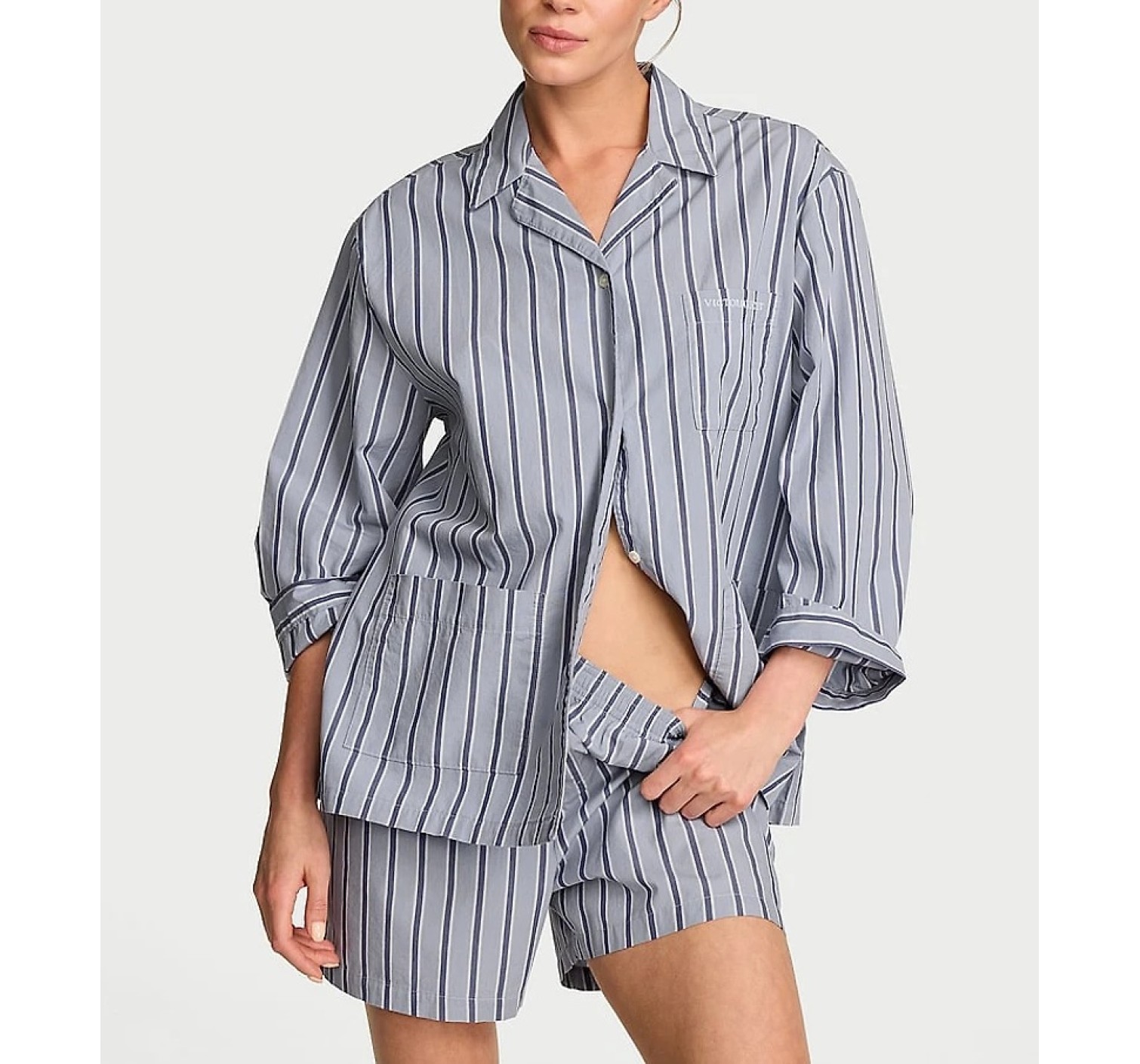 Піжама Heritage Cotton Long-Sleeve Short Pajama Set Bue