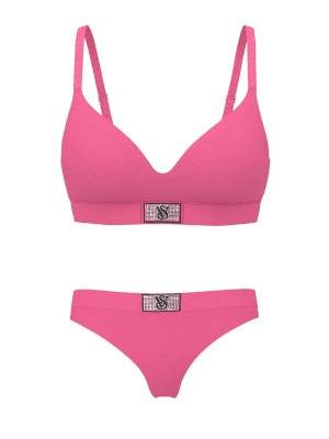 Комплект Shine Patch Lightly Lined Wireless Bra Thong Rose Garden Pink