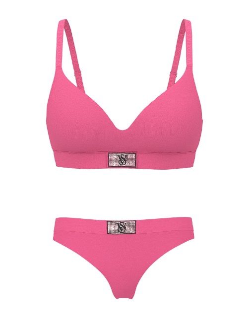 Комплект Shine Patch Lightly Lined Wireless Bra Thong Rose Garden Pink