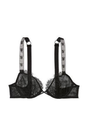 Бюстгальтер Shine Strap Unlined Low-Cut Lace Demi Bra Black