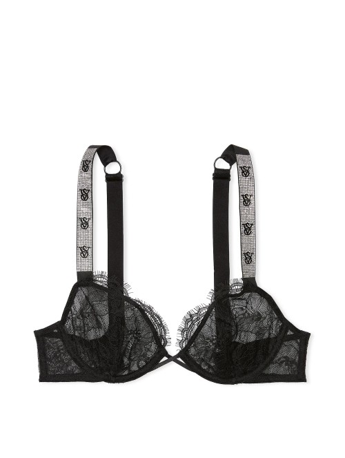 Бюстгальтер Shine Strap Unlined Low-Cut Lace Demi Bra Black