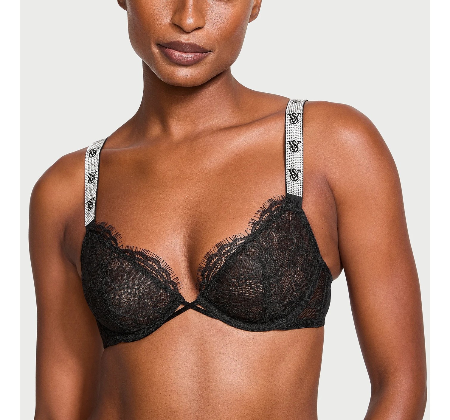 Бюстгальтер Shine Strap Unlined Low-Cut Lace Demi Bra Black