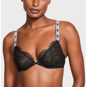 Бюстгальтер Shine Strap Unlined Low-Cut Lace Demi Bra Black