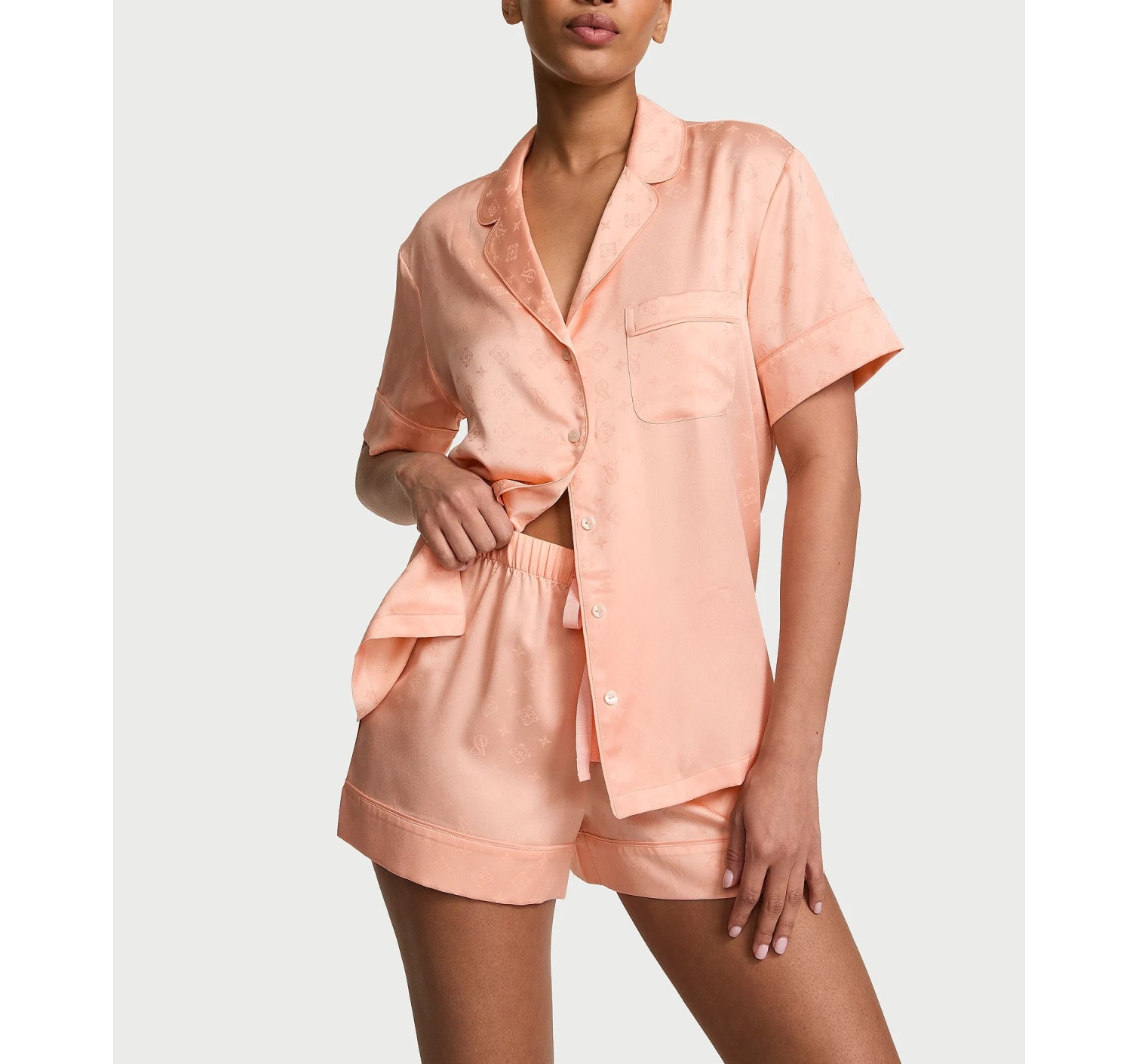 Пижама Signature Satin Short Pajama Set Pink Gin