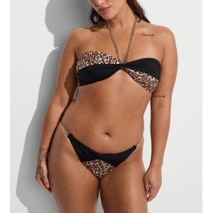 Купальник Archives Chains Halter Bandeau Top Brazilian Bikini Bottom Leopard