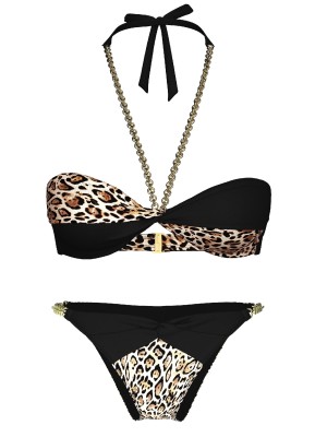 Купальник Archives Chains Halter Bandeau Top Brazilian Bikini Bottom Leopard