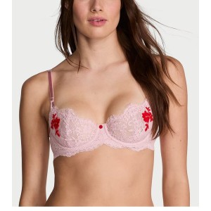 Комплект белья Unlined Balcony Lace Bra Thong Chalk Rose Pink