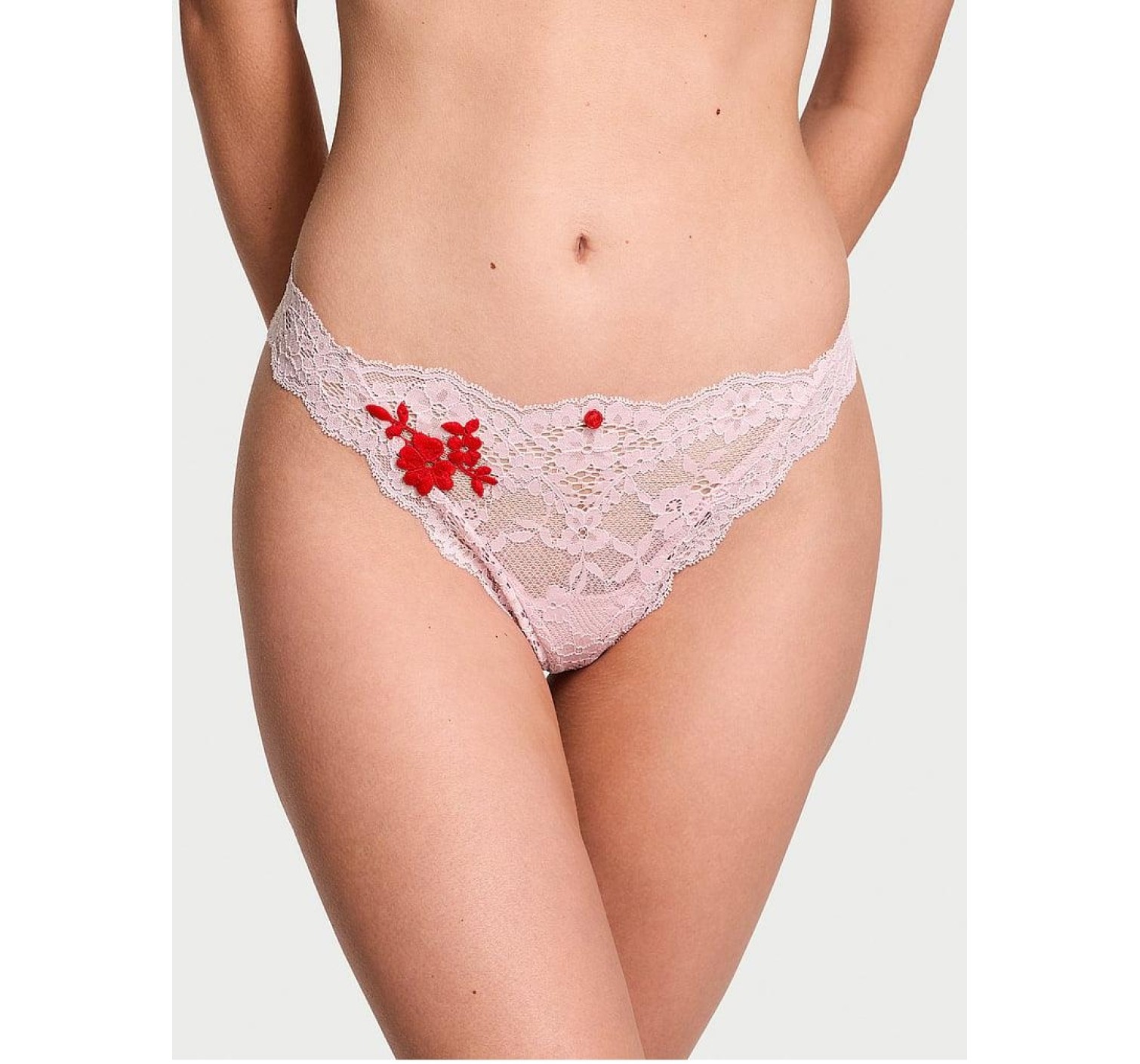 Комплект белья Unlined Balcony Lace Bra Thong Chalk Rose Pink